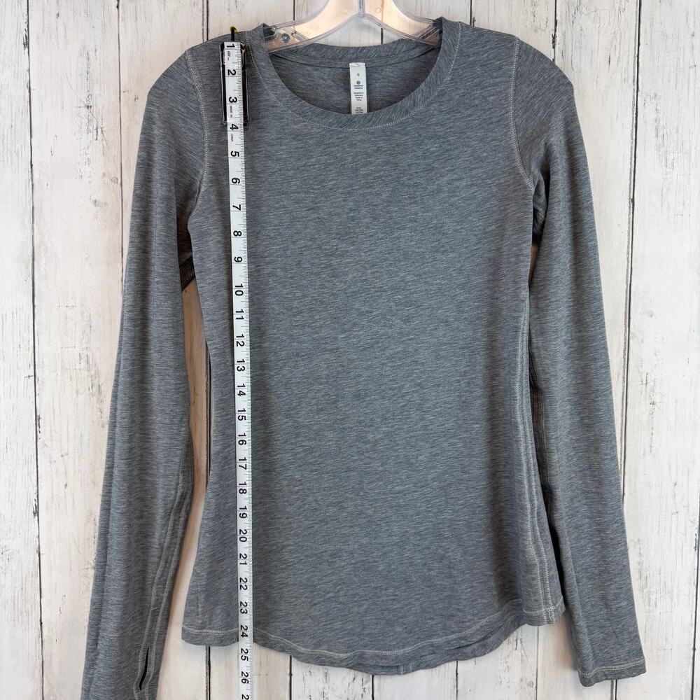 Lululemon Heathered Medium Grey Karma Long Sleeve Slim Top Vitasea W3B53S Size 6 - Picture 11 of 13